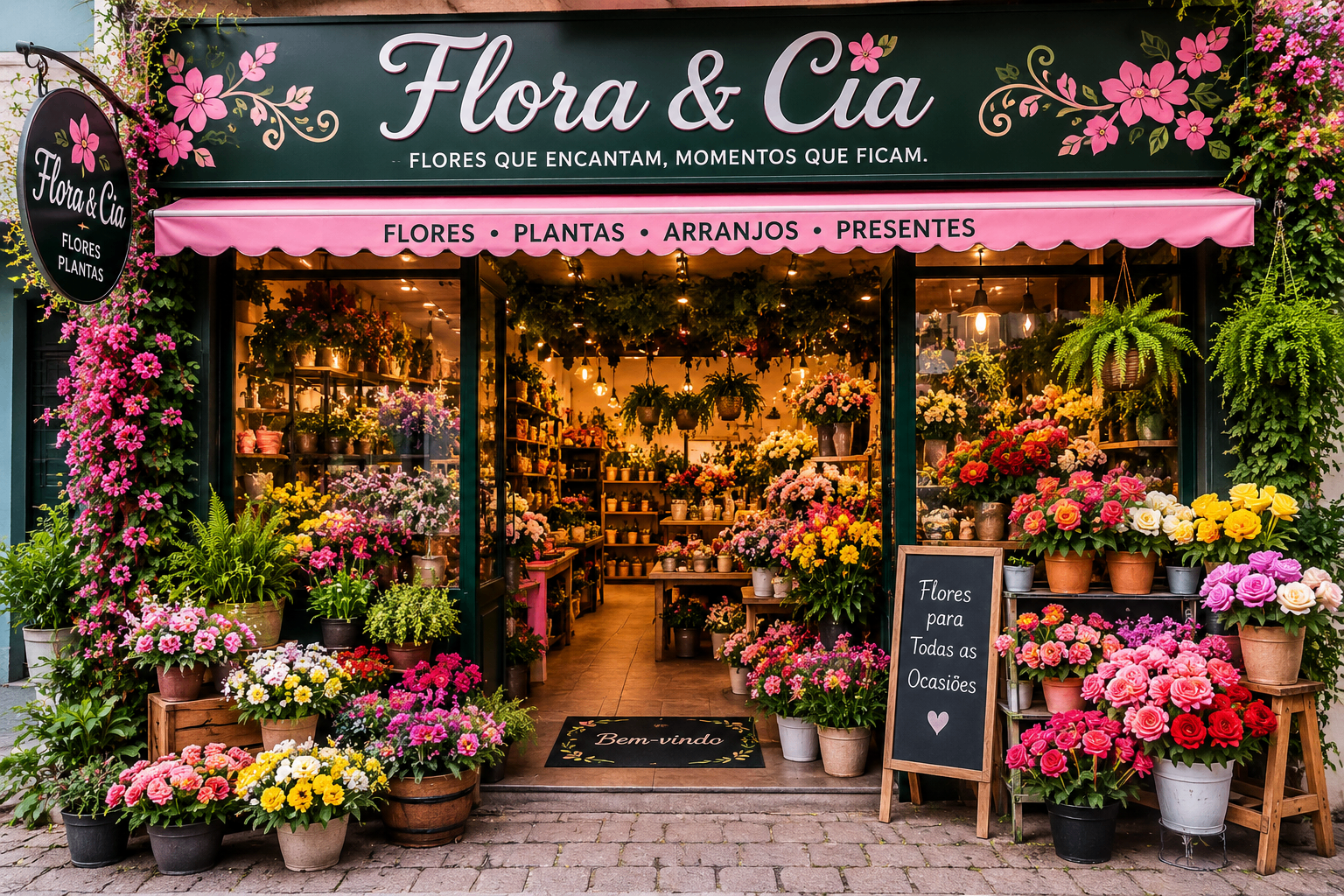 Loja física Flora & Cia — flores, plantas, arranjos e presentes