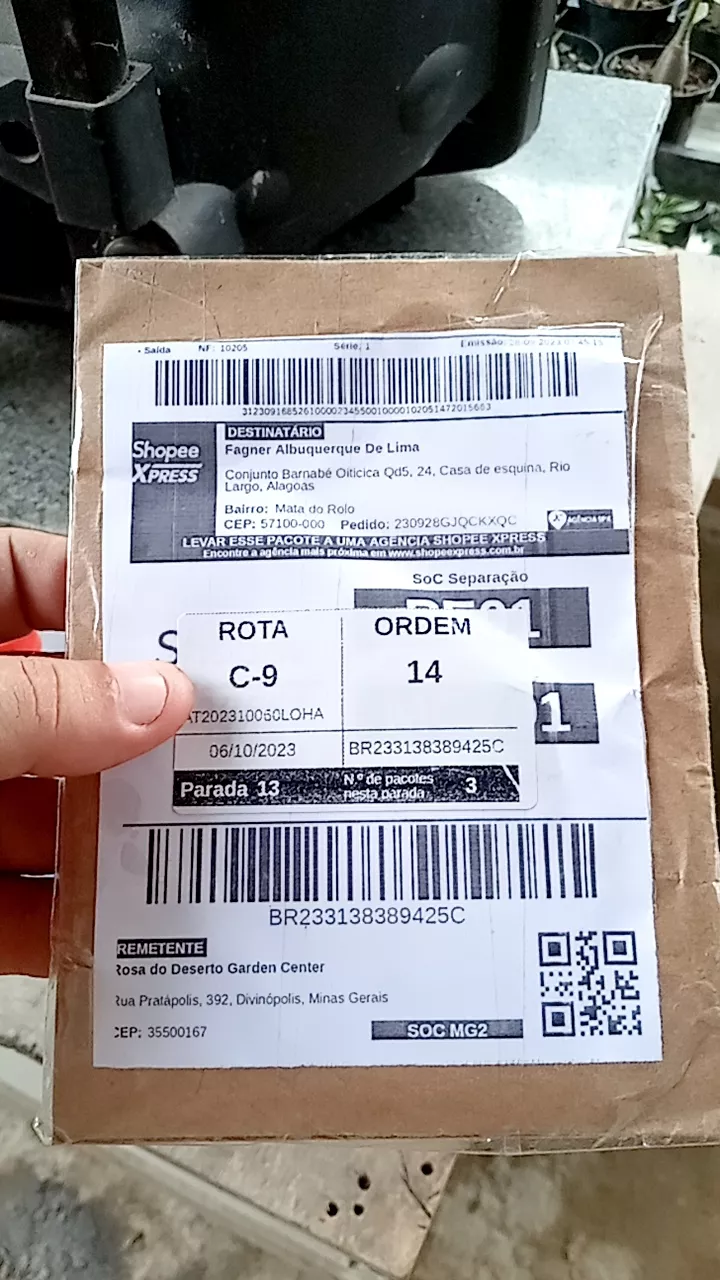 Pacote entregue em Rio Largo, AL